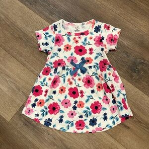 Touched By Nature Girls Floral Short Sleeve Dress Organic Cotton 3-6m